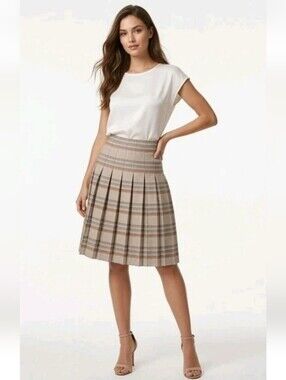 Vintage Compliments Edinburgh Woollen Mill Wool Plaid Skirt Midi Pleated 70s 2